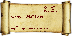 Kluger Bátony névjegykártya